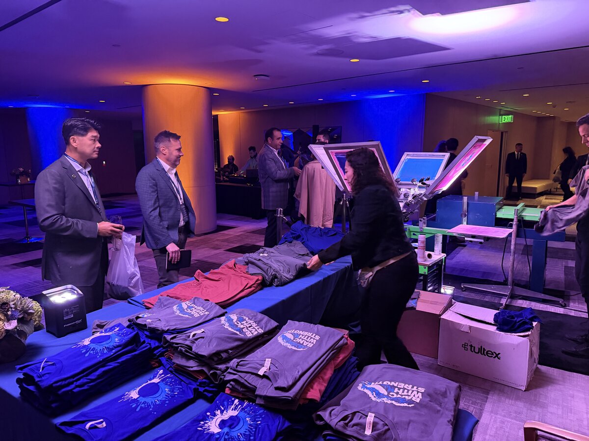 Pre-event staging for a live merch activation for Mobile Merch Printing